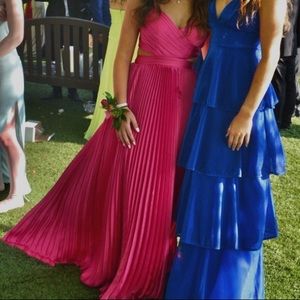 Got the Glam Pink Pleated Cutout Maxi Dress